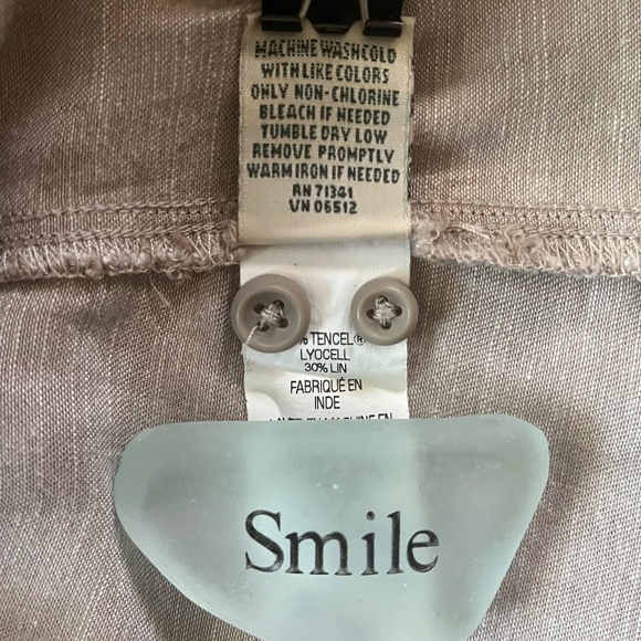 L.L. Bean Linen Tencel Blend Johnny Collar Shirt Taupe Soft Lightweight Comfy S - Picture 8 of 8